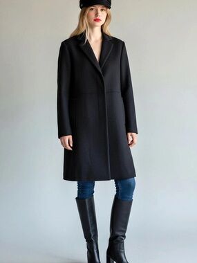 Proenza Schouler Women's Wool Leather-Trim Coat Size Medium